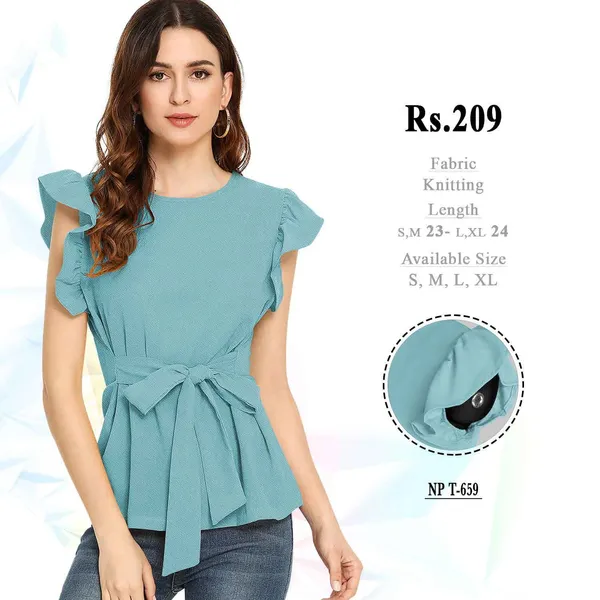 Blue_Knit_Peplum_Top_for_Women