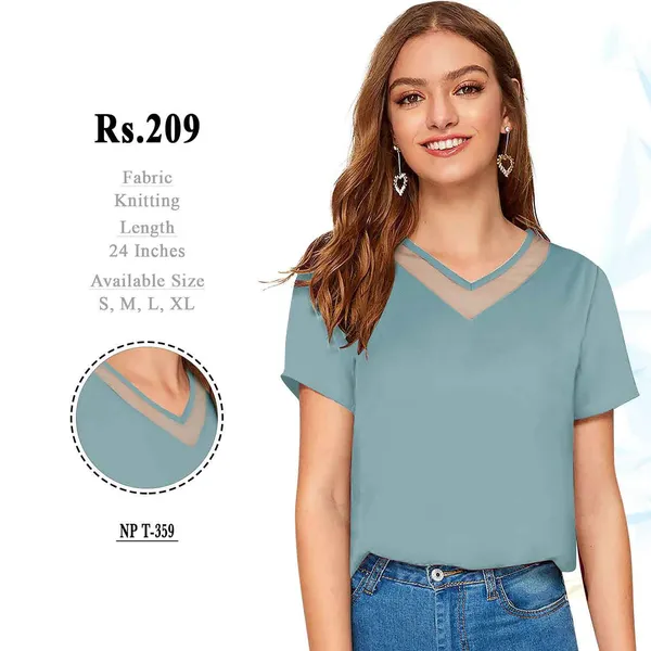 Blue_Knitted_Short_Sleeve_Top_for_Women