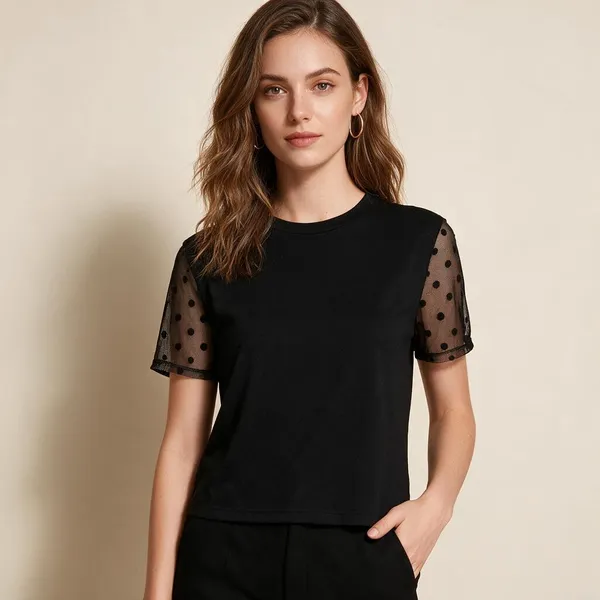 Black_Knitted_Sheer_Mesh_Sleeve_Regular_Top_For_Women_-_Pack_of_2