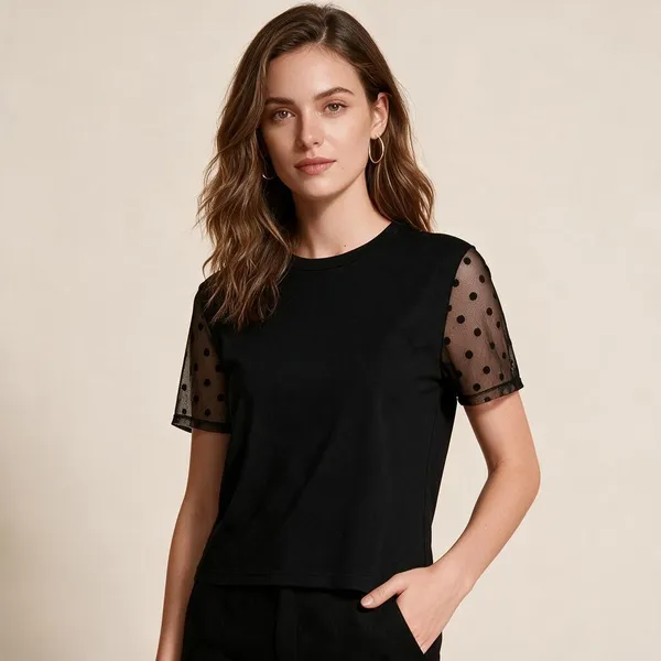 Black_Knitted_Sheer_Mesh_Sleeve_Regular_Top_For_Women_-_Pack_of_2