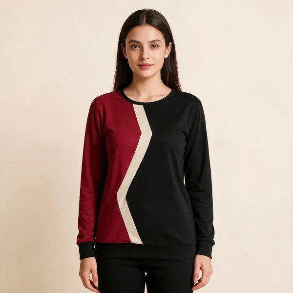 Red_Black_Knitted_Long_Sleeve_Top_For_Women_-_Pack_of_2
