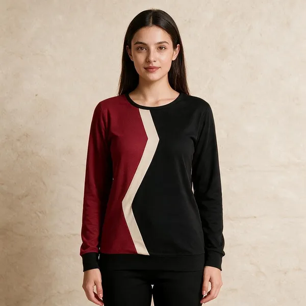 Red_Black_Knitted_Long_Sleeve_Top_For_Women_-_Pack_of_2