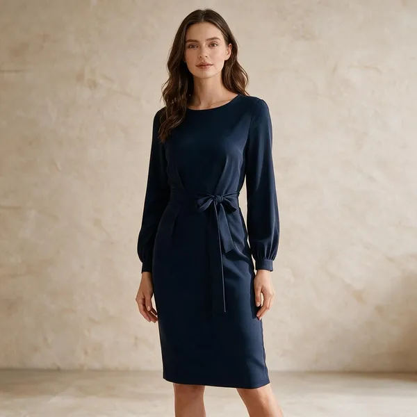 Navy_Polyester_Fitted_Dress_For_Women