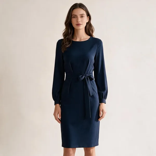 Navy_Polyester_Fitted_Dress_For_Women