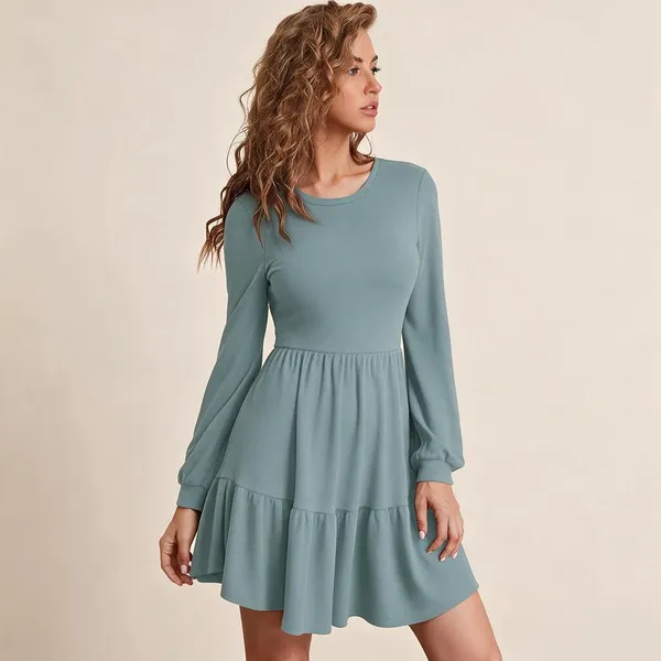 Blue_Polyester_Full_Sleeve_Fit_And_Flare_Dress_For_Women