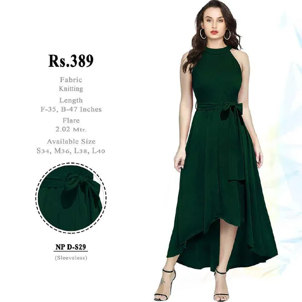 Green_Knitted_Sleeveless_High-Low_Dress_for_Women