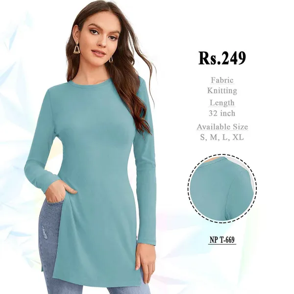 Teal_Knitted_Longline_Tunic_Top_for_Women