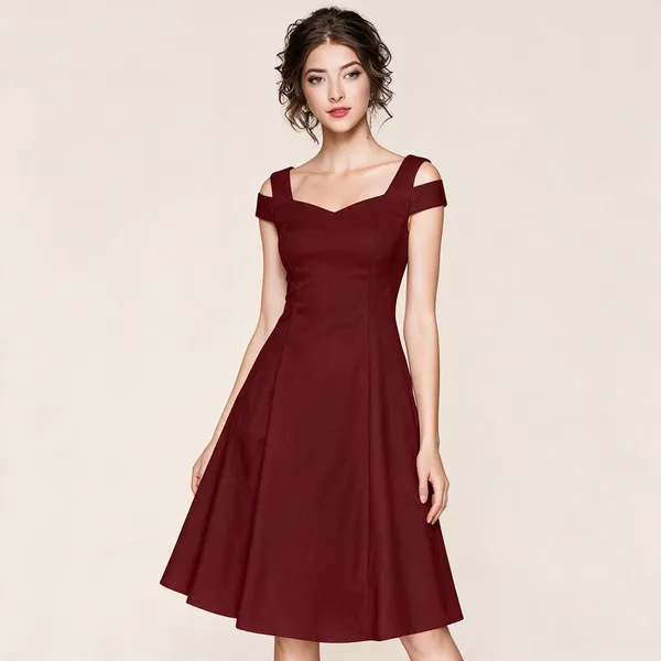 Maroon_Polyester_Fit_And_Flare_Dress_For_Women