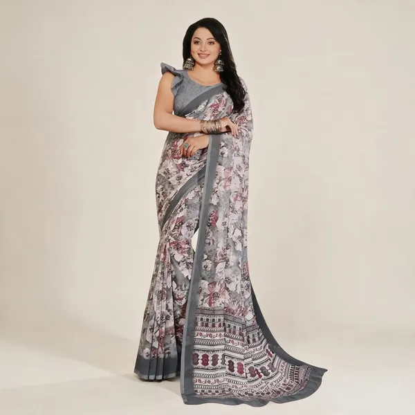 Grey_Semi_Silk_Floral_Print_Saree_For_Women