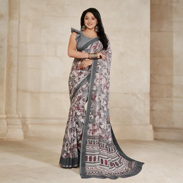 Grey_Semi_Silk_Floral_Print_Saree_For_Women