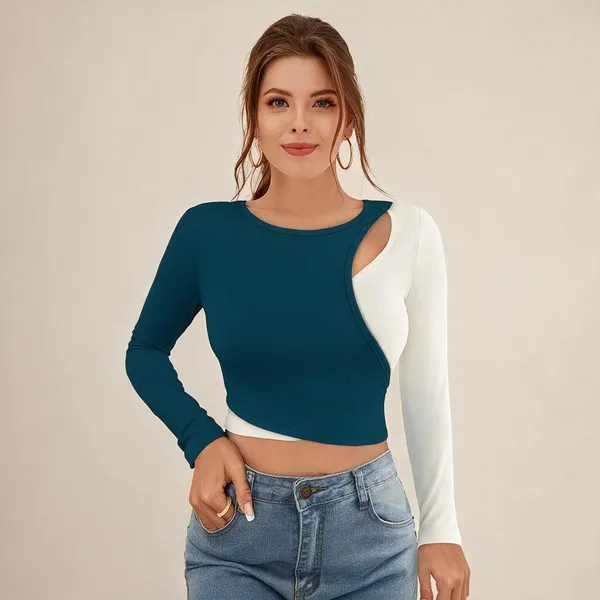 Teal_Knitted_Colour_Block_Shoulder_Cutout_Crop_Top_For_Women_-_Pack_of_2