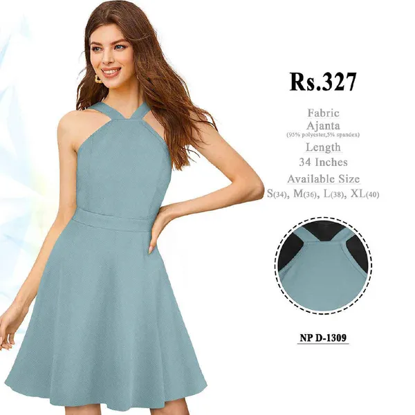 Teal_Polyester_Halter_Neck_Fit_And_Flare_Dress_for_Women