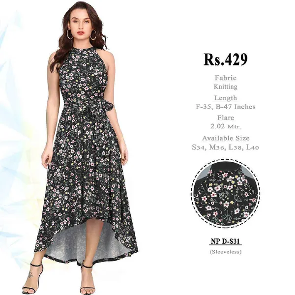 Black_Knitted_Floral_High_Low_Dress_for_Women