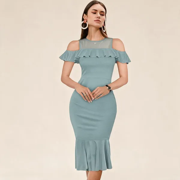 Blue_Polyester_Cold_Shoulder_Bodycon_Dress_For_Women