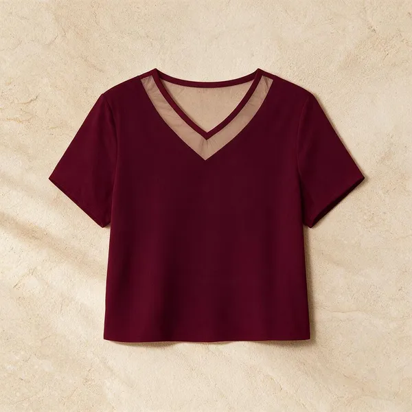 Burgundy_Knitted_Regular_Fit_V-Neck_Top_For_Women_-_Pack_of_2