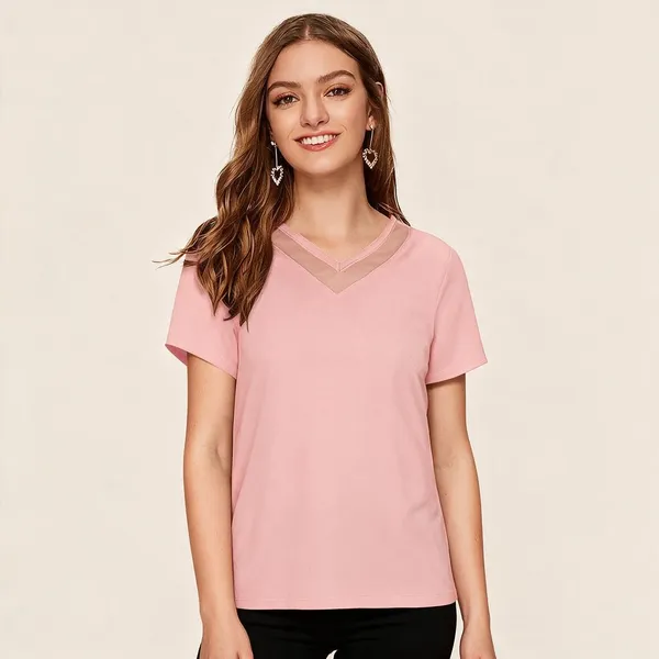 Pink_Knitted_Regular_Fit_V-Neck_Top_For_Women_-_Pack_of_2