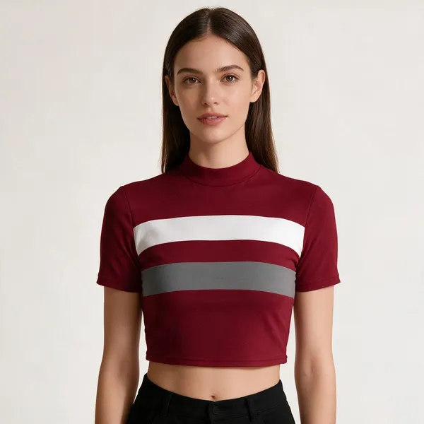 Maroon_Knitted_Short_Sleeve_Crop_Top_For_Women_-_Pack_of_2