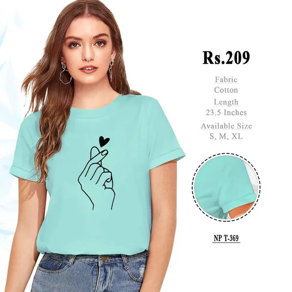 Turquoise_Cotton_Regular_Fit_T-Shirt_for_Women