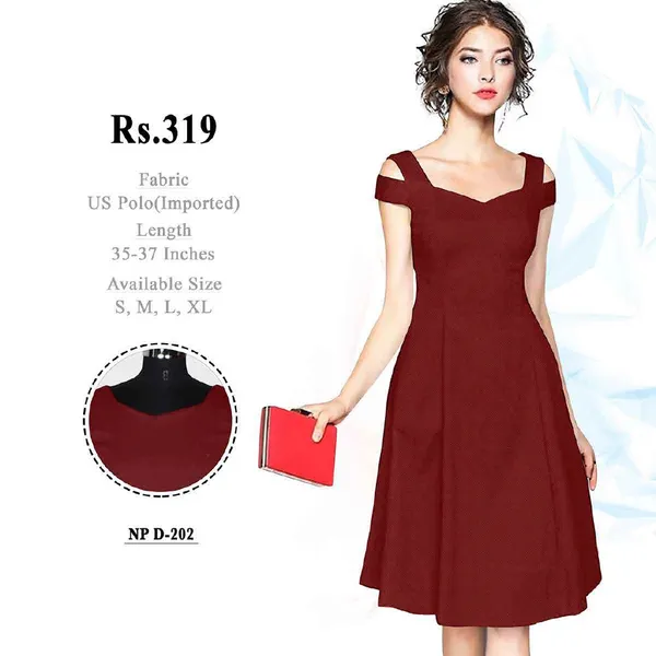 Maroon_Imported_Fabric_Fit_And_Flare_Dress_For_Women