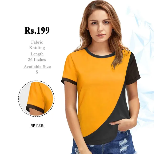 Orange_Knitted_Colorblock_T-Shirt_for_Women