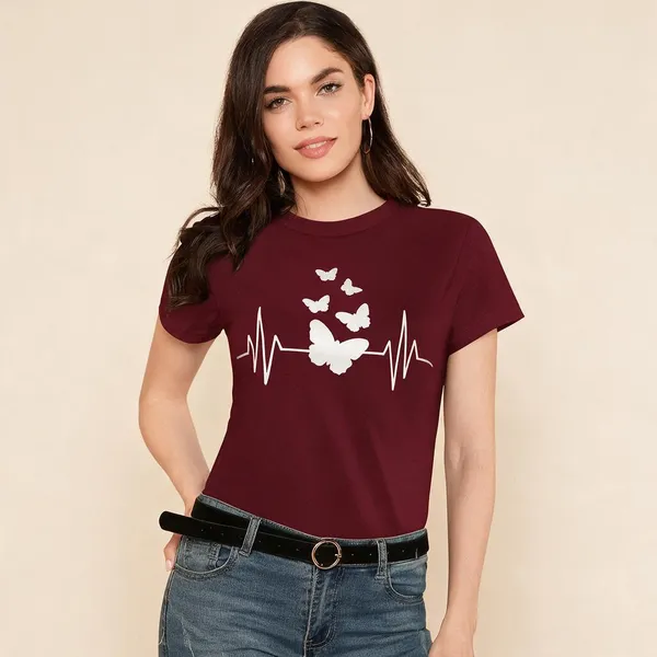 Maroon_Cotton_Regular_Fit_Graphic_T-Shirt_For_Women_-_Pack_of_2