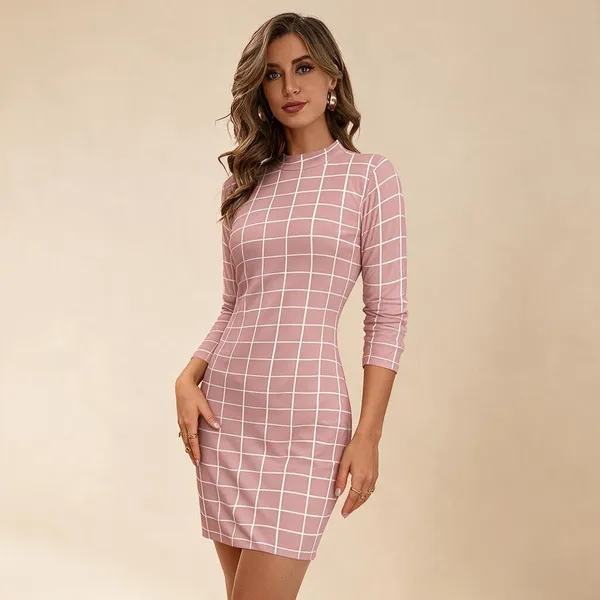 Pink_Polyester_Bodycon_Dress_For_Women