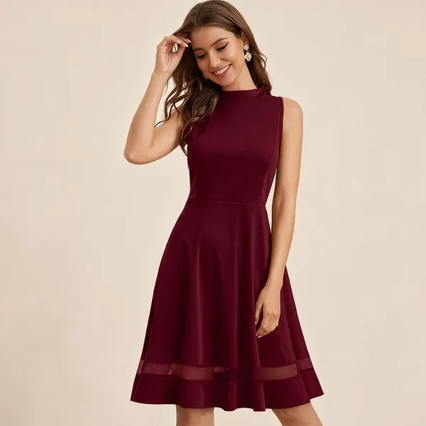 Maroon_Polyester_Sleeveless_Fit_And_Flare_Dress_For_Women