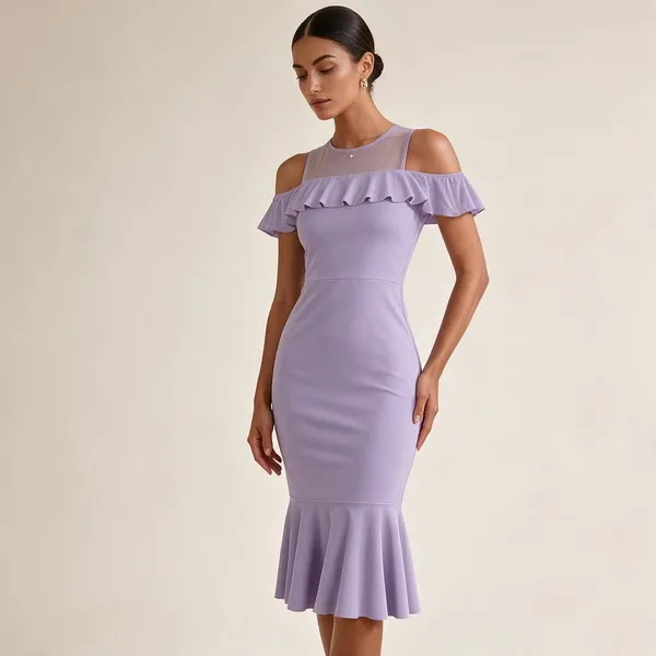 Lavender_Polyester_Cold_Shoulder_Bodycon_Mini_Dress_For_Women
