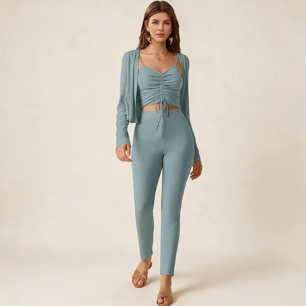 Blue_Polyester_Ruched_Crop_Top_And_Trouser_Co_Ord_Set_For_Women