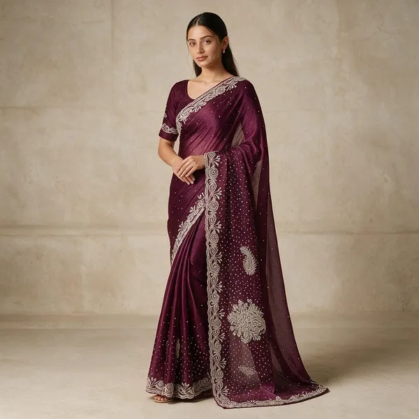 Purple_Semi_Silk_Embroidered_Saree_For_Women