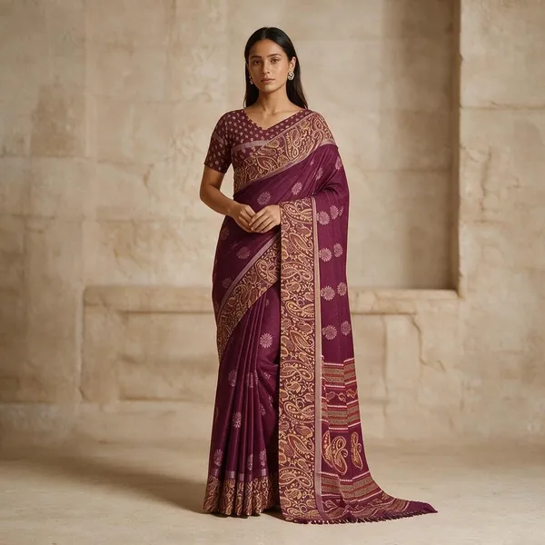 Purple_Semi_Silk_Paisley_Floral_Print_Saree_For_Women