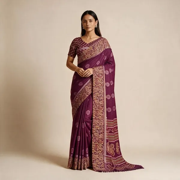 Purple_Semi_Silk_Paisley_Floral_Print_Saree_For_Women