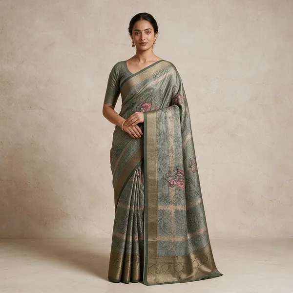 Grey_Semi_Silk_Floral_Print_Saree_For_Women
