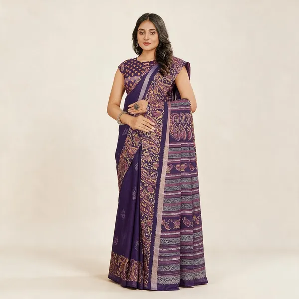 Purple_Semi_Silk_Paisley_Printed_Saree_For_Women
