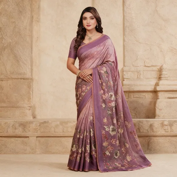 Mauve_Semi_Silk_Floral_Print_Saree_For_Women
