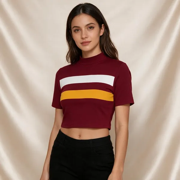 Maroon_Knitted_Striped_Short_Sleeve_Crop_Top_For_Women_-_Pack_of_2