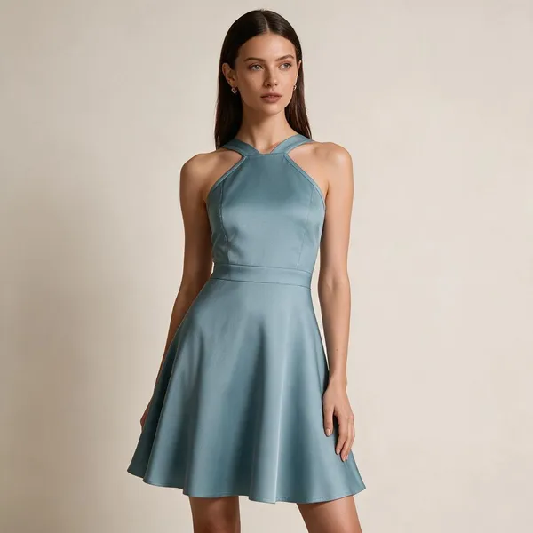 Teal_Polyester_Halter_Neck_Fit_And_Flare_Dress_For_Women