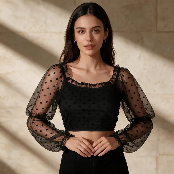 Black_Knitted_Puff_Sleeve_Crop_Top_For_Women_-_Pack_of_2