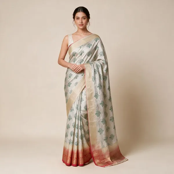Cream_Semi_Silk_Tree_Print_Saree_For_Women