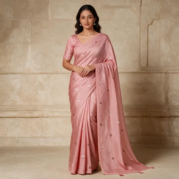 Pink_Semi_Silk_Embellished_Saree_For_Women