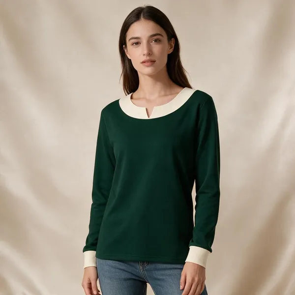 Green_Knitted_Regular_Fit_Long_Sleeve_Top_For_Women