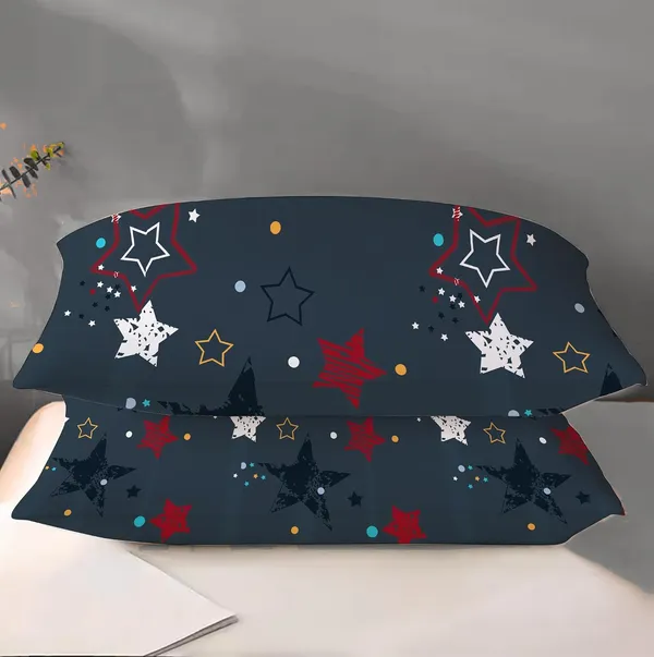 Navy_Printed_Star_Pattern_Bedsheet