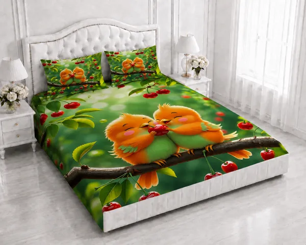 Green_Nature_Theme_Bird_Print_Double_Bedsheet