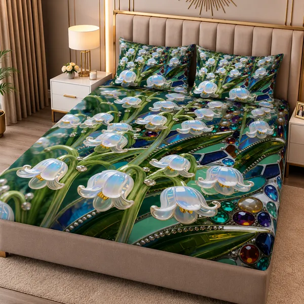 Green_Floral_Print_Bedsheet_Set