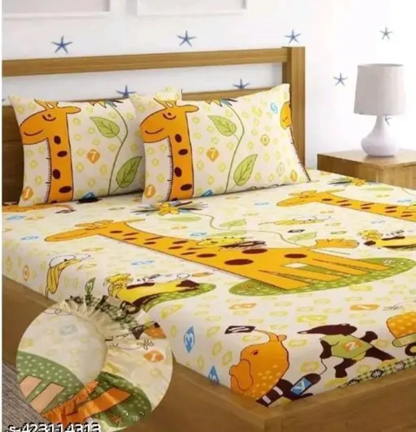 Cream_Animal_Print_Double_Bedsheet_Set