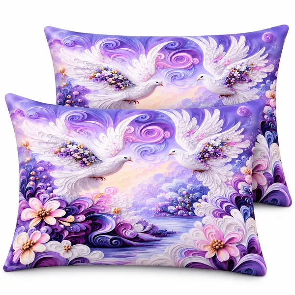 Purple_Floral_Bird_Print_Bedsheet_Set_With_Pillow_Covers