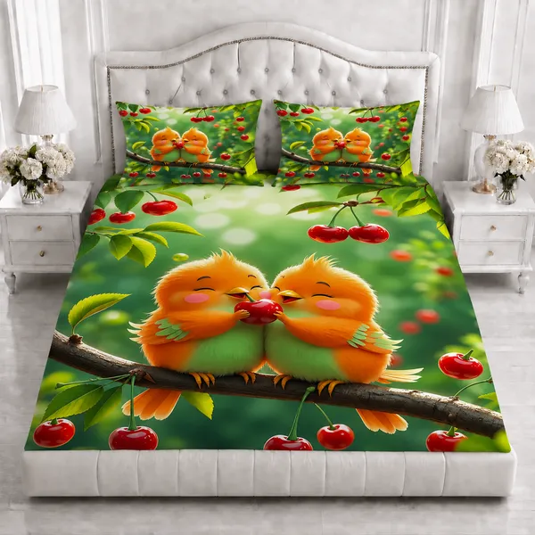 Green_Nature_Theme_Bird_Print_Double_Bedsheet