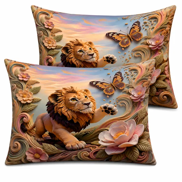 Multicolour_Lion_And_Floral_Print_Bedsheet_Set