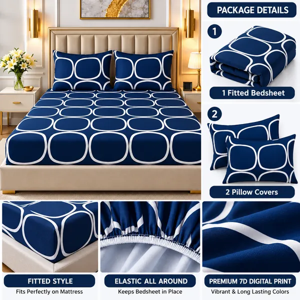 Navy_Geometric_Print_Fitted_Bedsheet_Set_With_2_Pillow_Covers