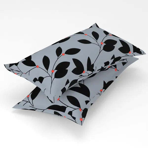 Grey_Floral_Print_Fitted_Bedsheet